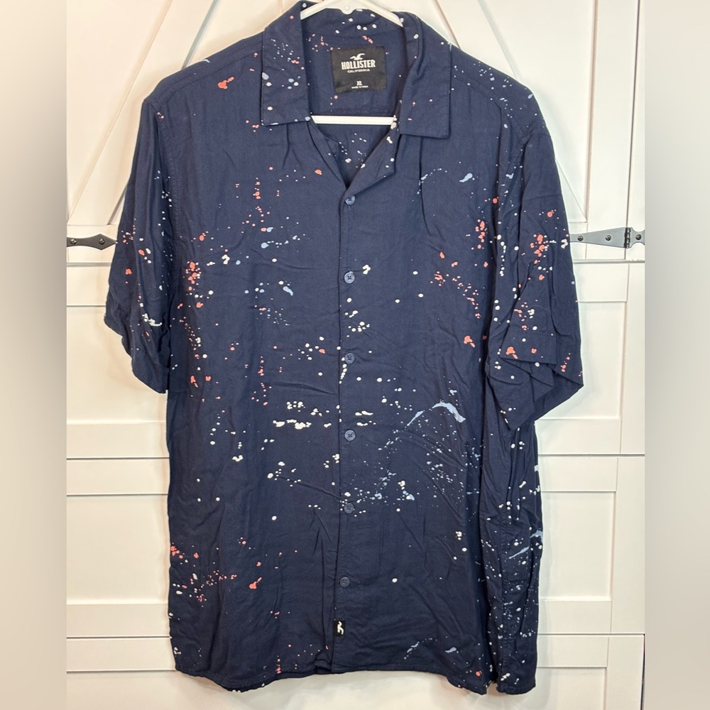 Hollister Youth XL Dark Blue Paint Splatter Shirt